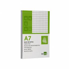 Bloc notas liderpapel cuadro 4mm a7 80 hojas 60g/m2 perforado