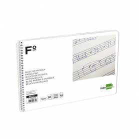 Bloc musica liderpapel pentagrama 3mm folio apaisado 20 hojas 100g/m2