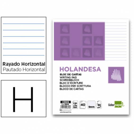 Bloc de cartas liderpapel rayado horizontal holandesa 40 hojas 60g/m2