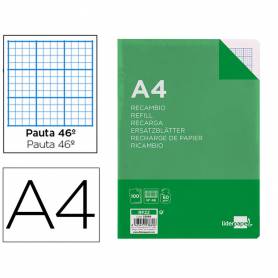 Recambio liderpapel a4 100 hojas 60g/m2 rayado nº 46 4 taladros