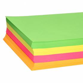 Papel color liderpapel a4 75gr neon 4 colores surtidos paquete de 500 hojas