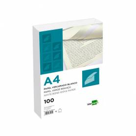 Papel verjurado liderpapel a4 120g/m2 blanco paquete de 100 hojas