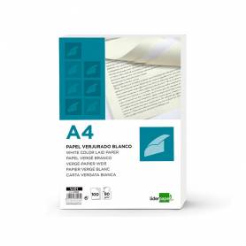 Papel verjurado liderpapel a4 90g/m2 blanco paquete de 100 hojas