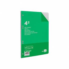 Recambio liderpapel cuarto 100 hojas 60g/m2 pauta 5ª 2.5mm con margen 6 taladros