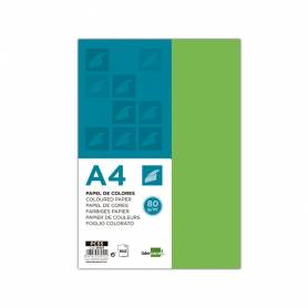 Papel color liderpapel a4 80gr verde paquete de 100 hojas