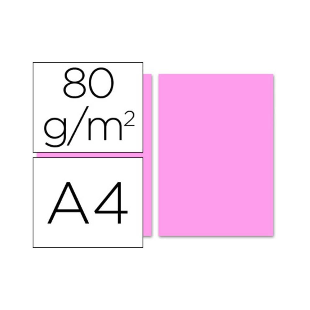 Papel color liderpapel a4 80gr rosa paquete de 100 hojas