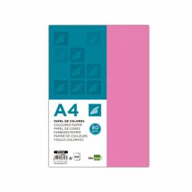 Papel color liderpapel a4 80gr rosa paquete de 100 hojas