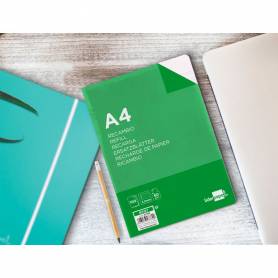 Recambio liderpapel a4 100 hojas 60g/m2pauta 4ª 3.5mm con margen 4 taladros