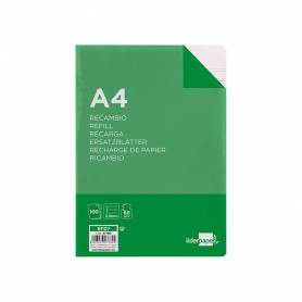 Recambio liderpapel a4 100 hojas 60g/m2pauta 4ª 3.5mm con margen 4 taladros