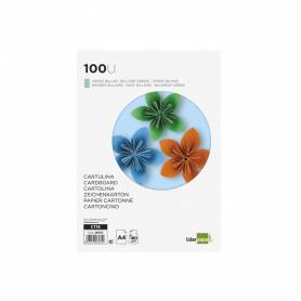 Cartulina liderpapel a4 180g/m2 verde billar paquete de 100 hojas