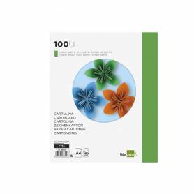 Cartulina liderpapel a4 180g/m2 verde abeto paquete de 100 hojas