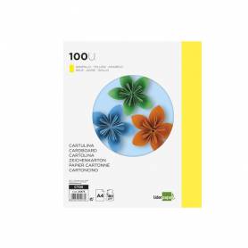 Cartulina liderpapel a4 180g/m2 amarillo paquete de 100 hojas