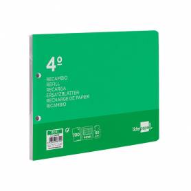 Recambio liderpapel cuarto apaisado 100 h 2tca-01 cuadro 4 mm 2 taladros con margen