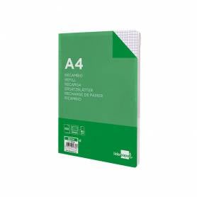 Recambio liderpapel a4 100 hojas 60g/m2 cuadro 6 mm 4 taladros con margen