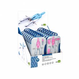 Compas liderpapel con adapatador alargadera y mango extra soft expositor de 16 estuches 2 modelos