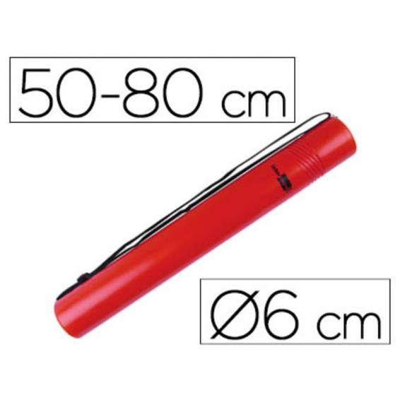 Portaplanos plastico liderpapel diametro 6 cm extensible hasta 80 rojo