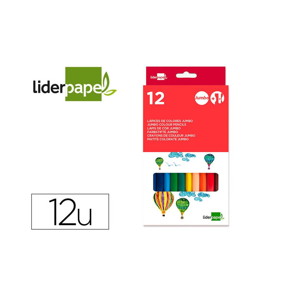 Lapices de colores liderpapel jumbo con sacapuntas caja de 12 unidades colores surtidos