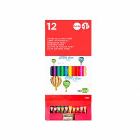 Lapices de colores liderpapel jumbo con sacapuntas caja de 12 unidades colores surtidos