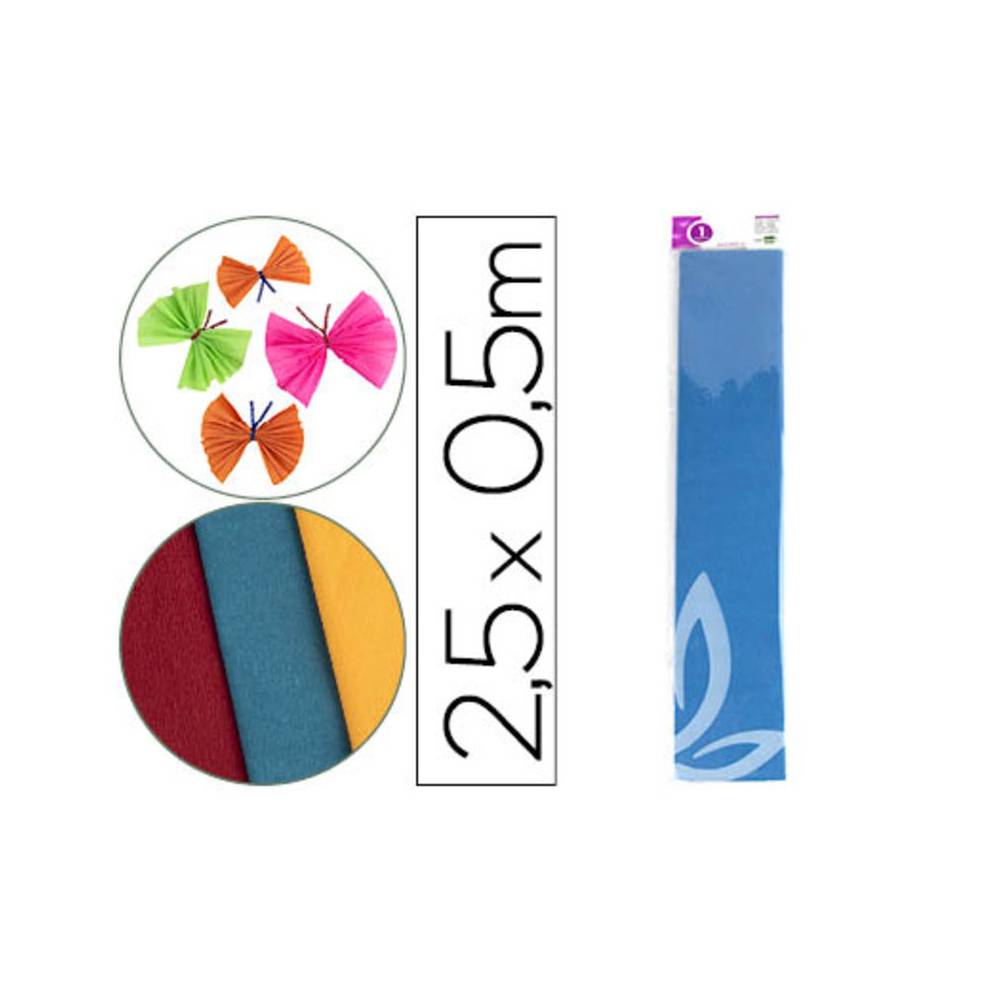 Papel crespon liderpapel 50 cm x 2.5m 34g/m2 azul