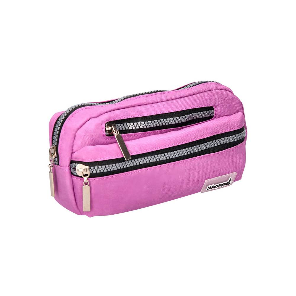 Bolso escolar liderpapel portatodo ovalado 3 bolsillos violeta pastel 195x40x100 mm