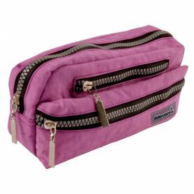 Bolso escolar liderpapel portatodo ovalado 3 bolsillos violeta pastel 195x40x100 mm