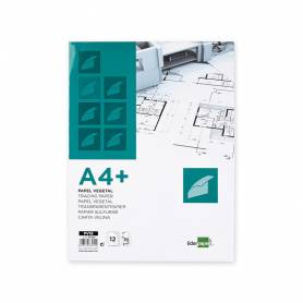 Papel dibujo liderpapel a4+ 320x240mm 70g/m2 vegetal sobre de 12 hojas