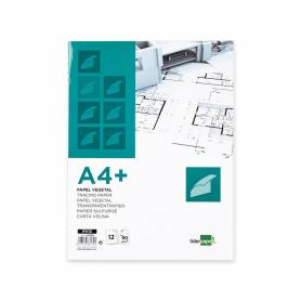 Papel dibujo liderpapel a4+ 320x240mm 90g/m2 vegetal sobre de 12 hojas