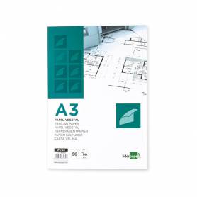 Bloc papel vegetal liderpapel encolado 297x420mm 50 hojas 90 g/m2