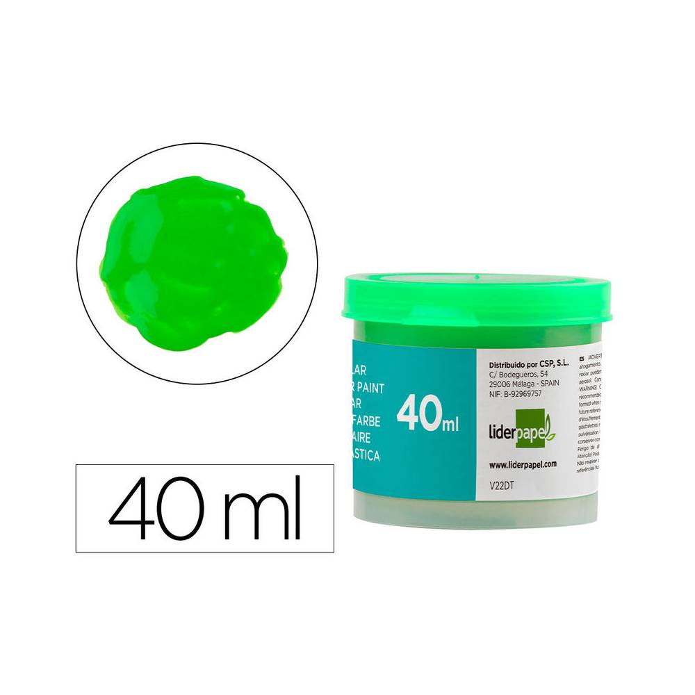 Tempera liderpapel escolar 40 ml verde claro