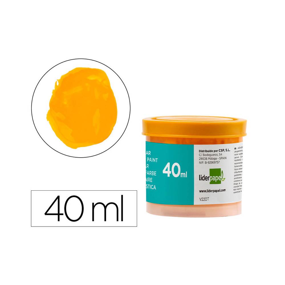 Tempera liderpapel escolar 40 ml amarillo oro