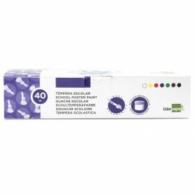 Tempera liderpapel escolar 40 ml caja 7 colores surtidos + pincel