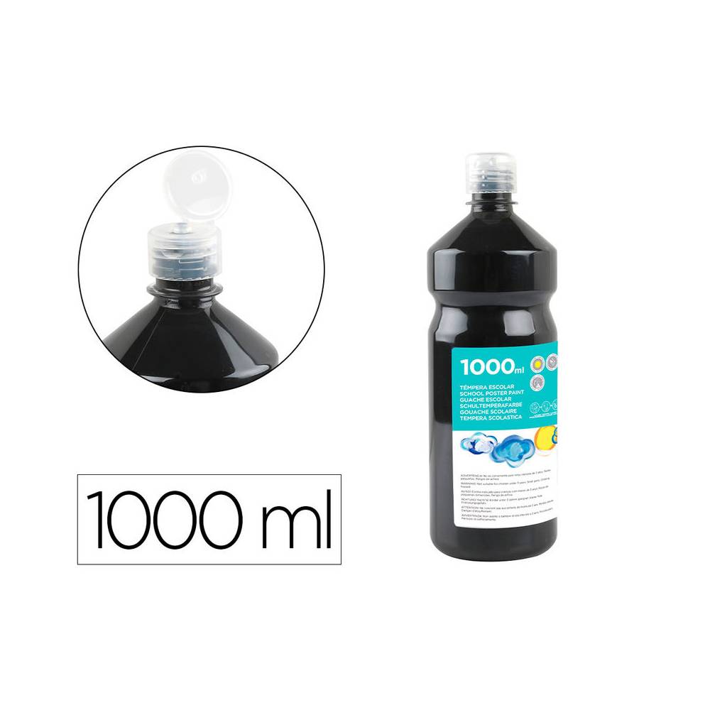 Tempera liquida liderpapel escolar 1000 ml negro