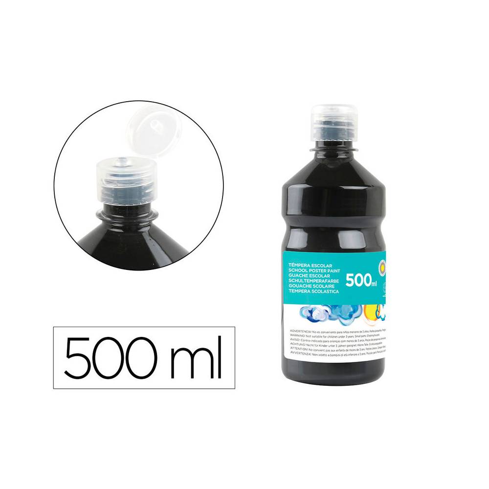 Tempera liquida liderpapel escolar 500 ml negro