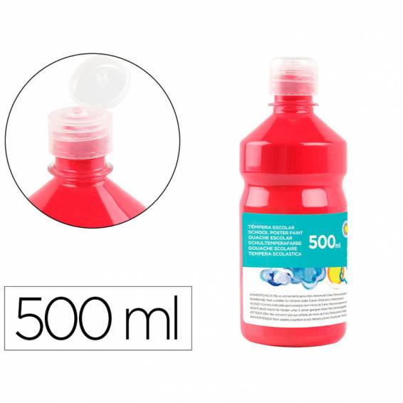 Tempera liquida liderpapel escolar 500 ml rojo escarlata