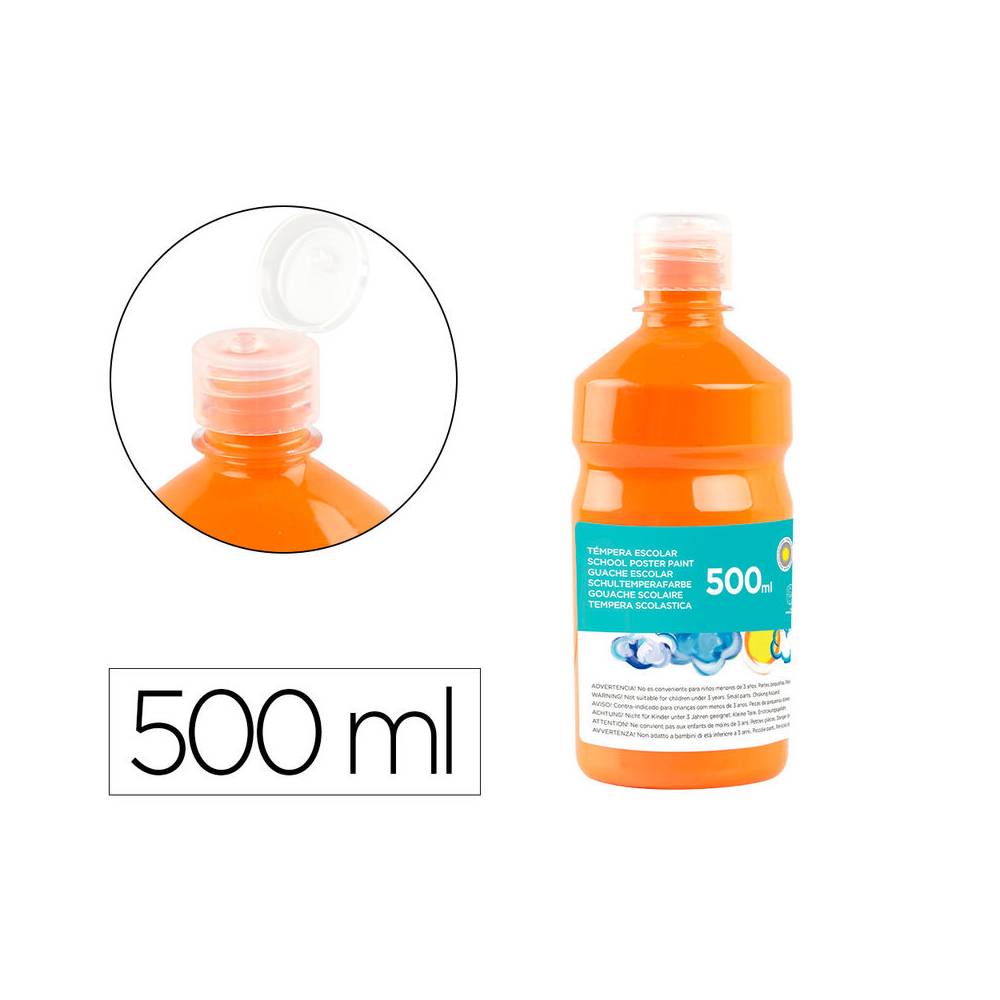 Tempera liquida liderpapel escolar 500 ml naranja