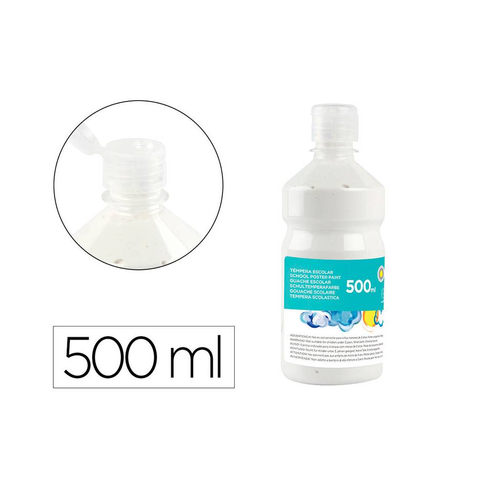 Tempera liquida liderpapel escolar 500 ml blanco