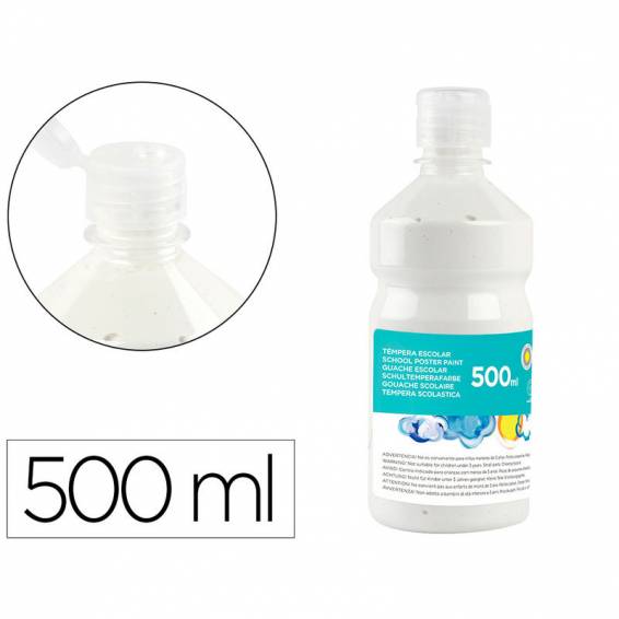 Tempera liquida liderpapel escolar 500 ml blanco