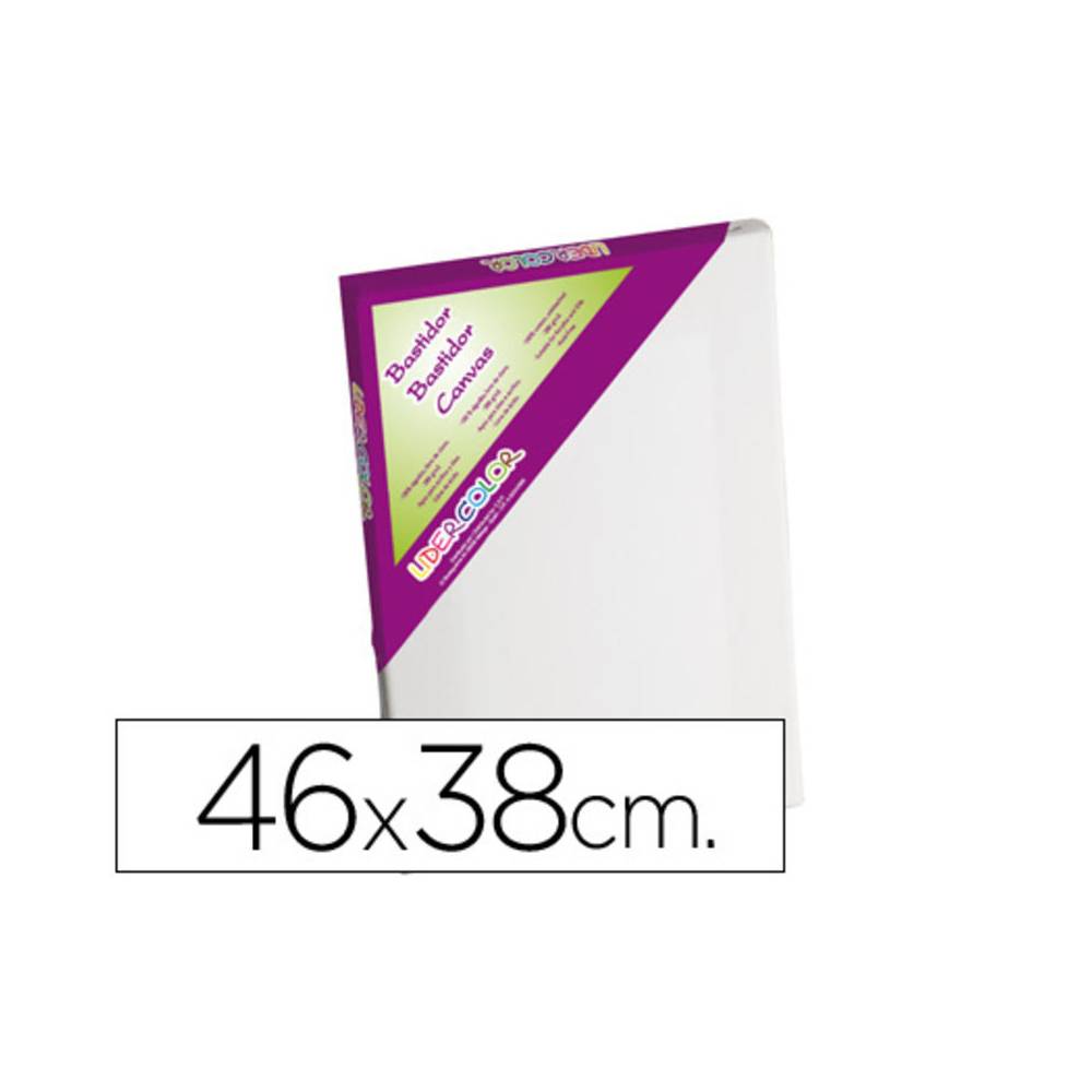 Bastidor lidercolor 8f lienzo grapado lateral algodon 100% marco pawlonia 1,8x3,8 cm bordes madera 46x38 cm