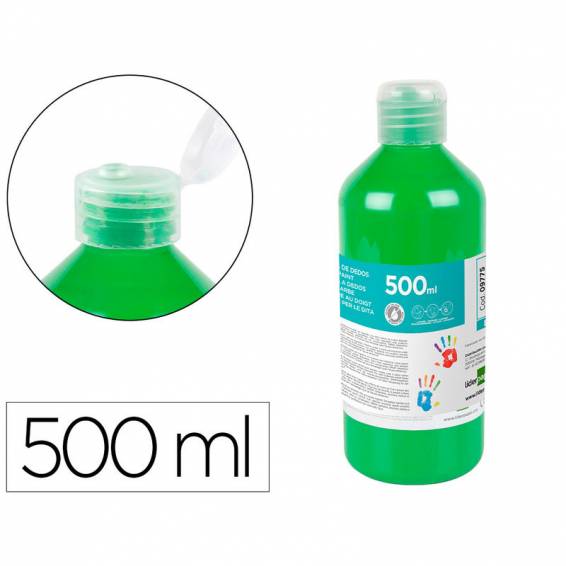 Pintura dedos liderpapel botella de 500 ml verde