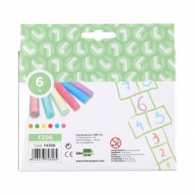 Tiza color liderpapel para suelo caja de 6 unidades colores surtidos