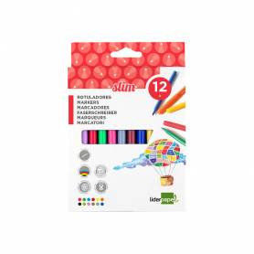 Rotulador liderpapel slim caja de 12 unidades colores surtidos