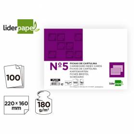 Ficha liderpapel lisa nº5 160x220mm paquete de 100 180g