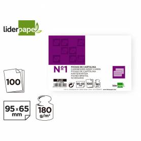 Ficha liderpapel lisa nº1 65x95mm paquete de 100 180g