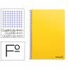 Cuaderno espiral liderpapel folio smart tapa blanda 80h 60gr cuadro 4mm con margen color amarillo - BF93