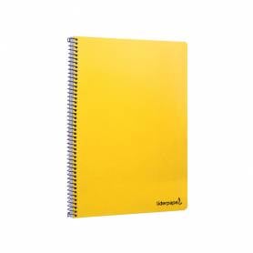 Cuaderno espiral liderpapel folio smart tapa blanda 80h 60gr cuadro 4mm con margen color amarillo