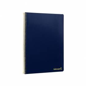 Cuaderno espiral liderpapel folio smart tapa blanda 80h 60gr cuadro 4mm con margen color azul oscuro