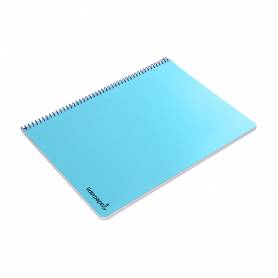 Cuaderno espiral liderpapel folio smart tapa blanda 80h 60gr cuadro 4mm con margen color celeste