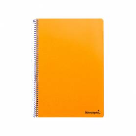 Cuaderno espiral liderpapel folio smart tapa blanda 80h 60gr cuadro 4mm con margen color naranja