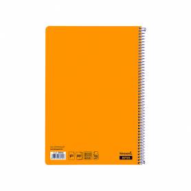 Cuaderno espiral liderpapel folio smart tapa blanda 80h 60gr cuadro 4mm con margen color naranja