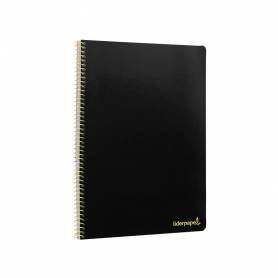 Cuaderno espiral liderpapel folio smart tapa blanda 80h 60gr cuadro 4mm con margen color negro